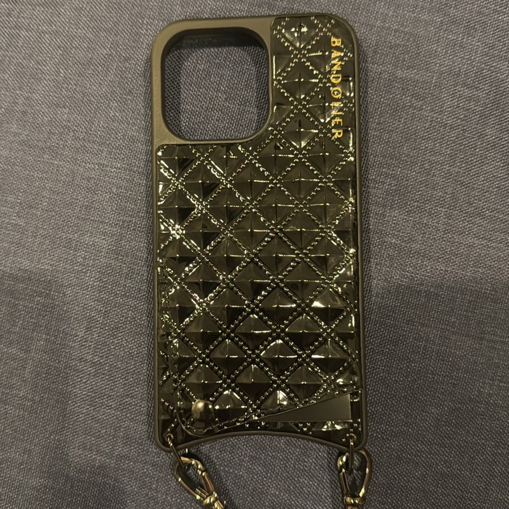 Bandolier Black Studded 13 pro iPhone Case with Strap